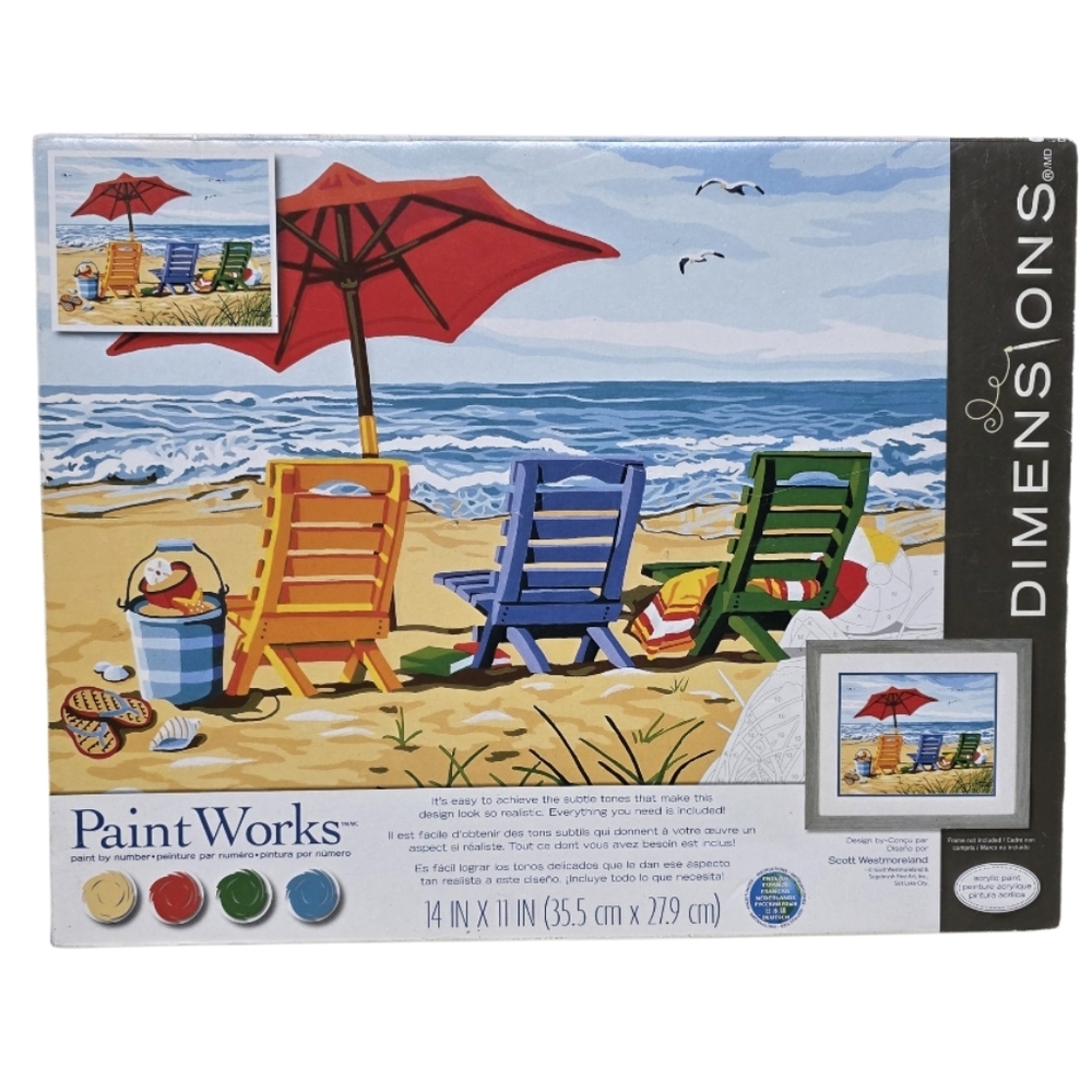 Dimensions PaintWorks Beach Chairs Paint by Number Kit